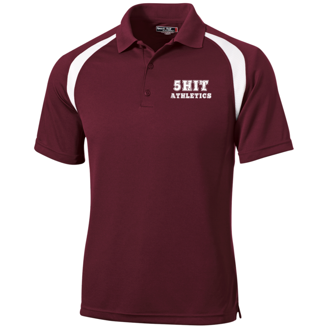 "5-Hit Athletics" Moisture-Wicking Tag-Free Golf Shirt