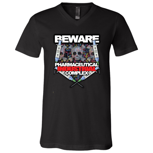 "Pharma Beware" Unisex Jersey SS V-Neck T-Shirt