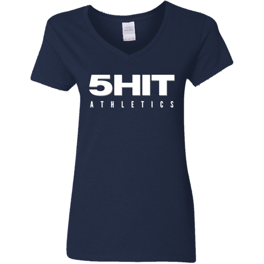 "5-Hit Athletics" Ladies' 5.3 oz. V-Neck T-Shirt
