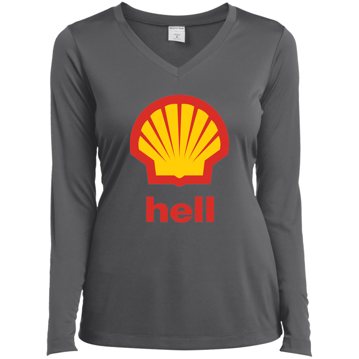 "Gas Hell" Ladies’ Long Sleeve Performance V-Neck Tee