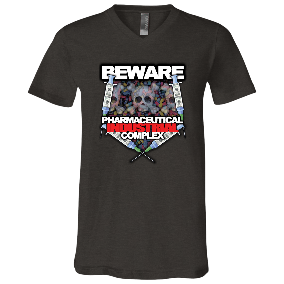 "Pharma Beware" Unisex Jersey SS V-Neck T-Shirt