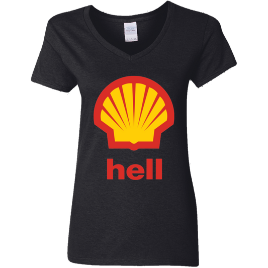 "Gas Hell" Ladies' 5.3 oz. V-Neck T-Shirt