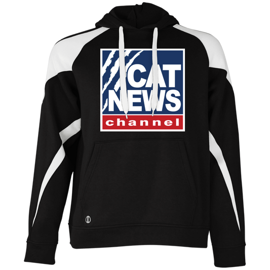 "Cat News" Athletic Colorblock Fleece Hoodie