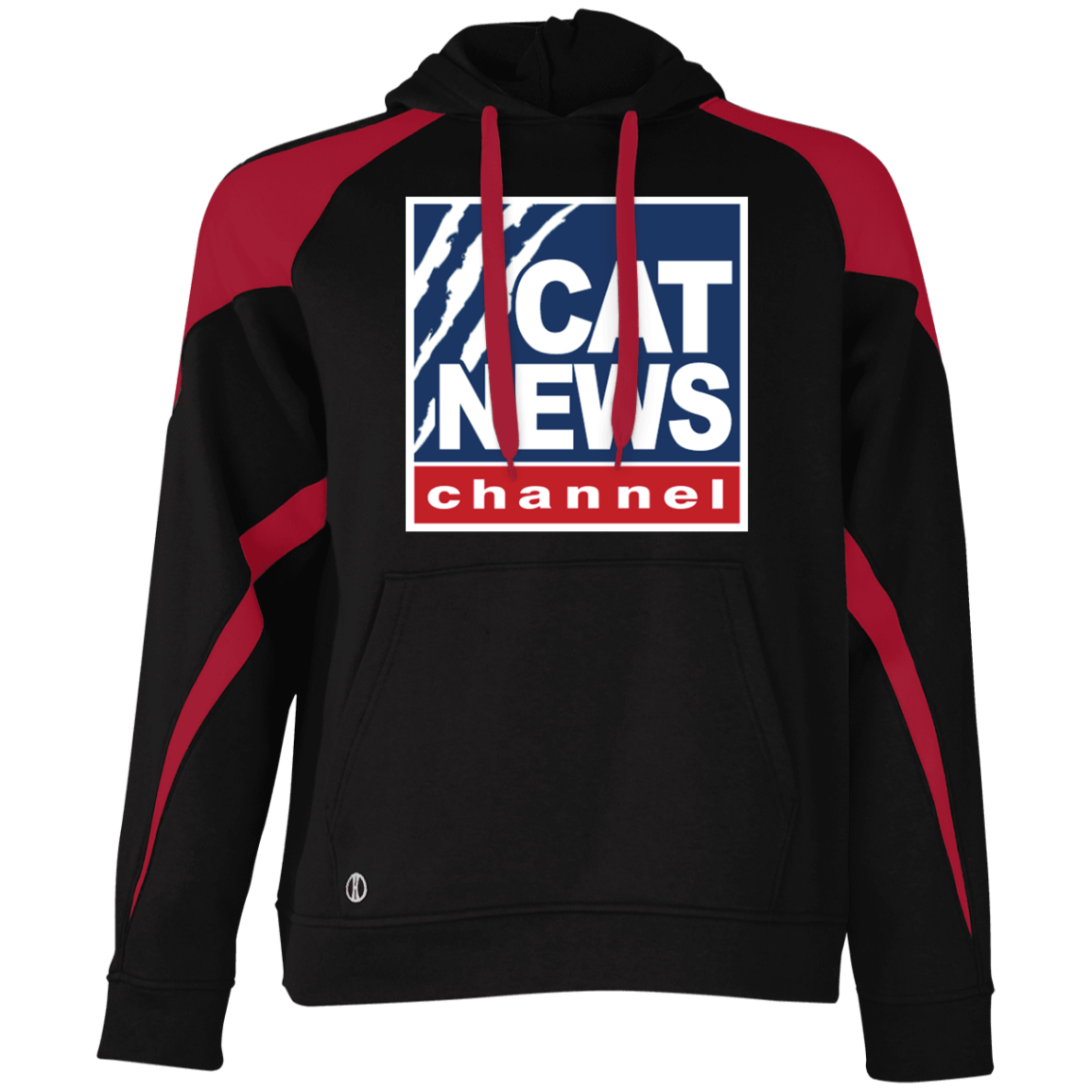 "Cat News" Athletic Colorblock Fleece Hoodie