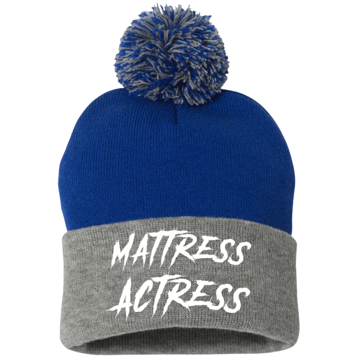 "Mattress Actress" Embroidered Pom Pom Knit Cap