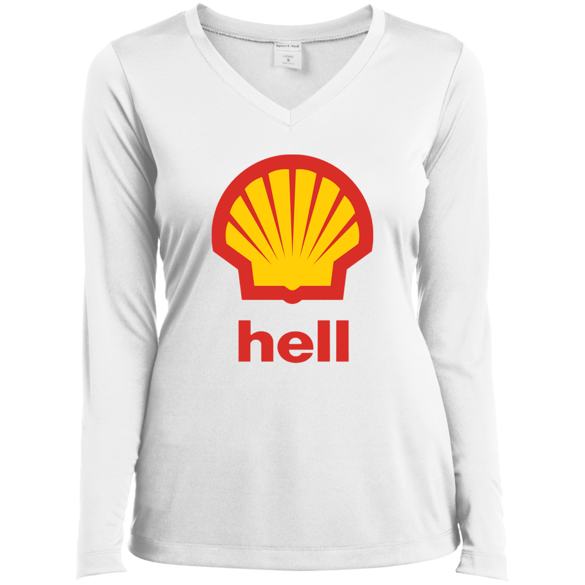 "Gas Hell" Ladies’ Long Sleeve Performance V-Neck Tee