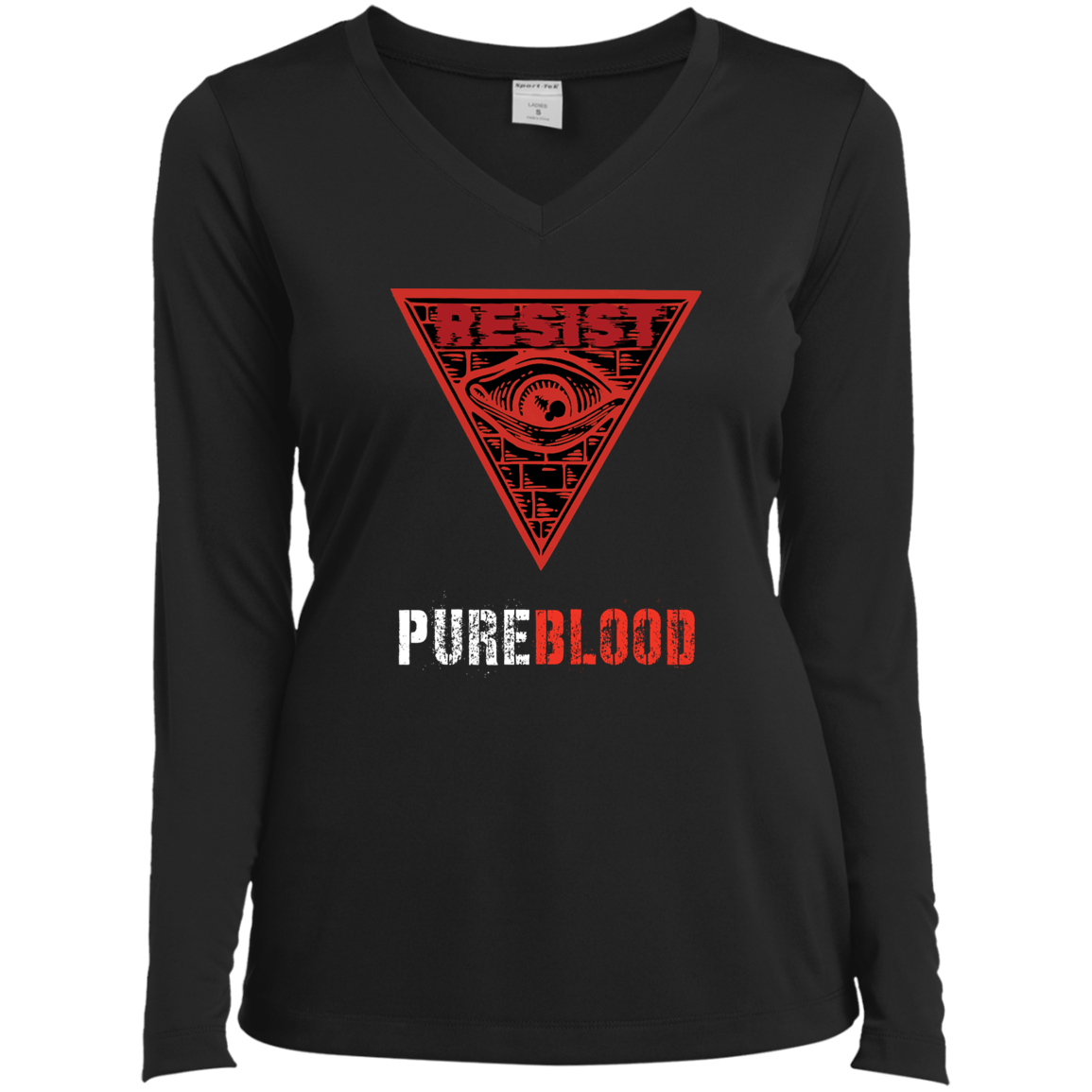 "PureBlood" Ladies’ Long Sleeve Performance V-Neck Tee