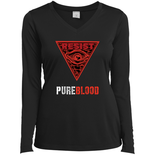 "PureBlood" Ladies’ Long Sleeve Performance V-Neck Tee