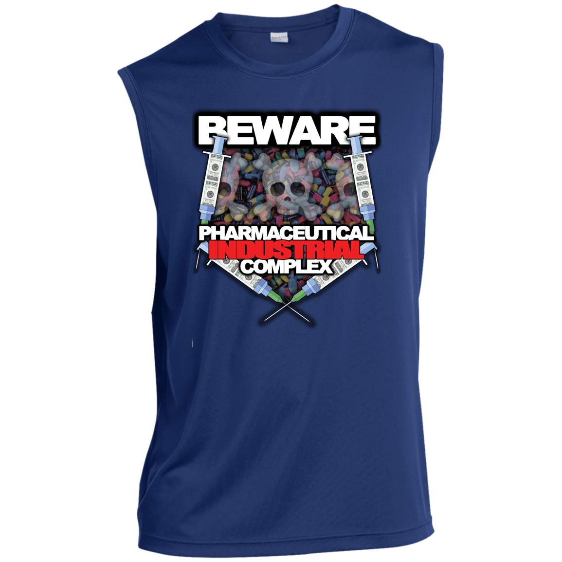 "Pharma Beware" Men’s Sleeveless Performance Tee