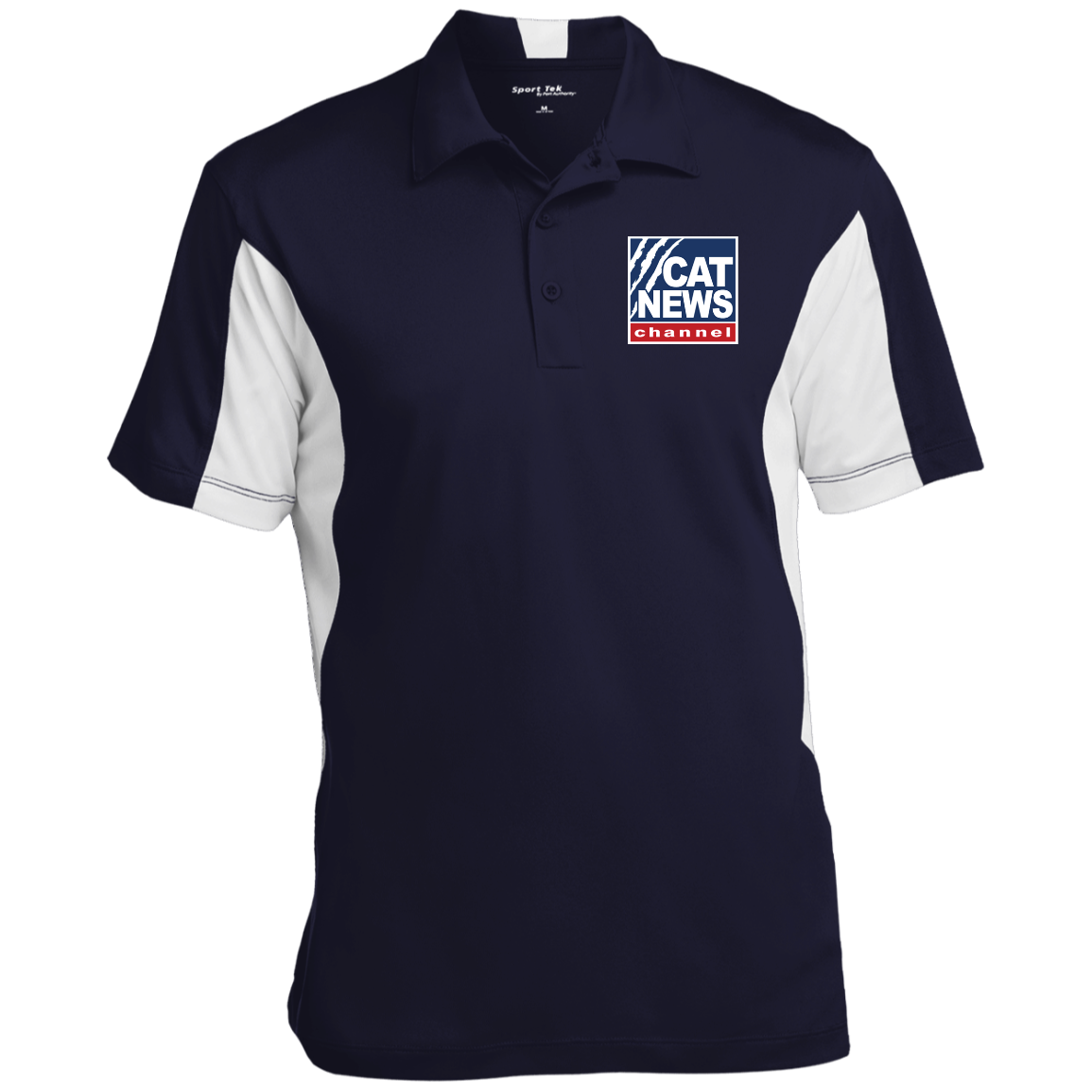 "Cat News" Men's Colorblock Performance Polo