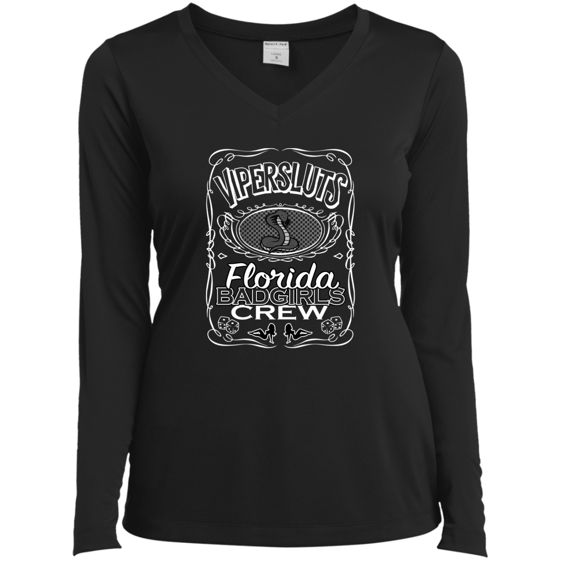 "ViperSluts BadGirls" Ladies’ Long Sleeve Performance V-Neck Tee