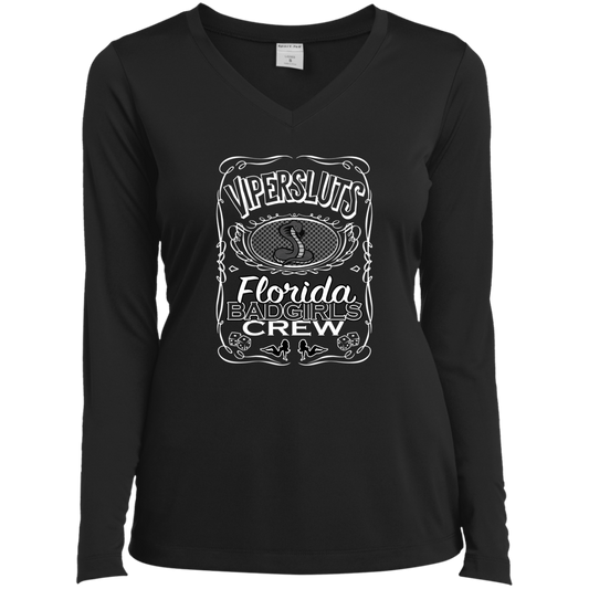 "ViperSluts BadGirls" Ladies’ Long Sleeve Performance V-Neck Tee