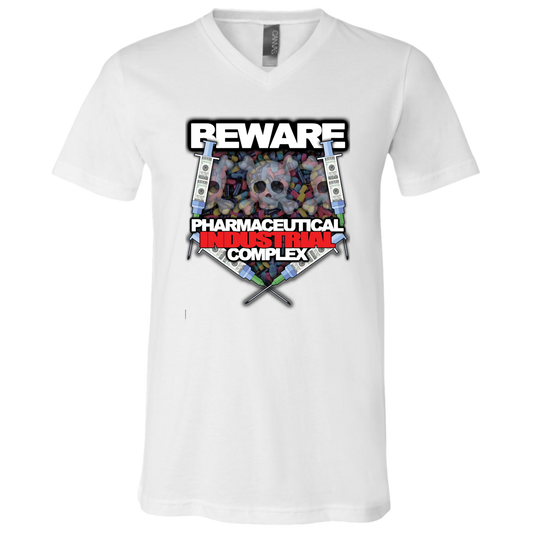 "Pharma Beware" Unisex Jersey SS V-Neck T-Shirt