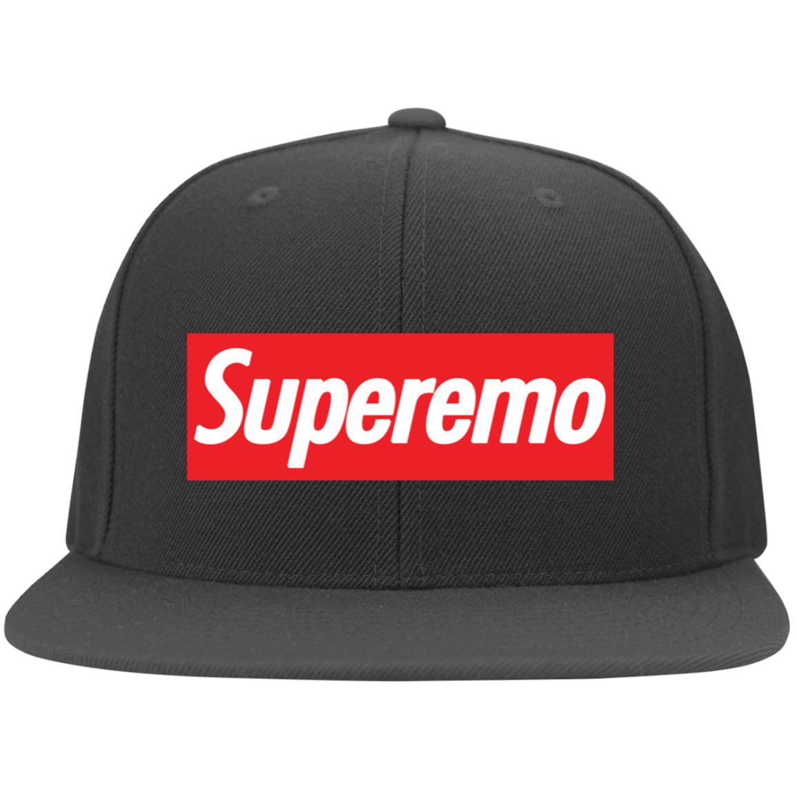 "SuperEmo" Embroidered Flat Bill Twill Flexfit Cap