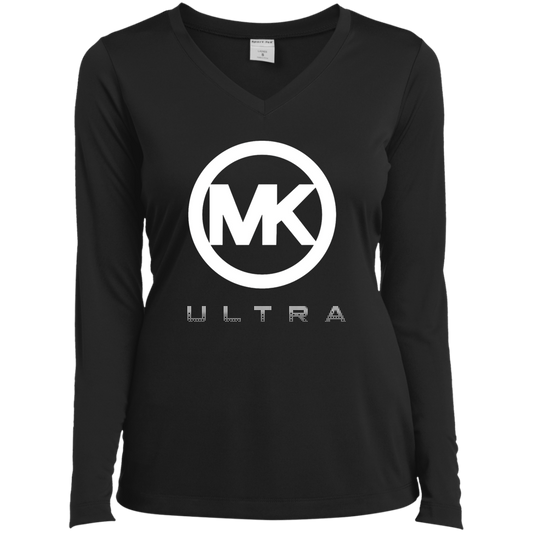 "MK Ultra" Ladies’ Long Sleeve V-Neck Tee