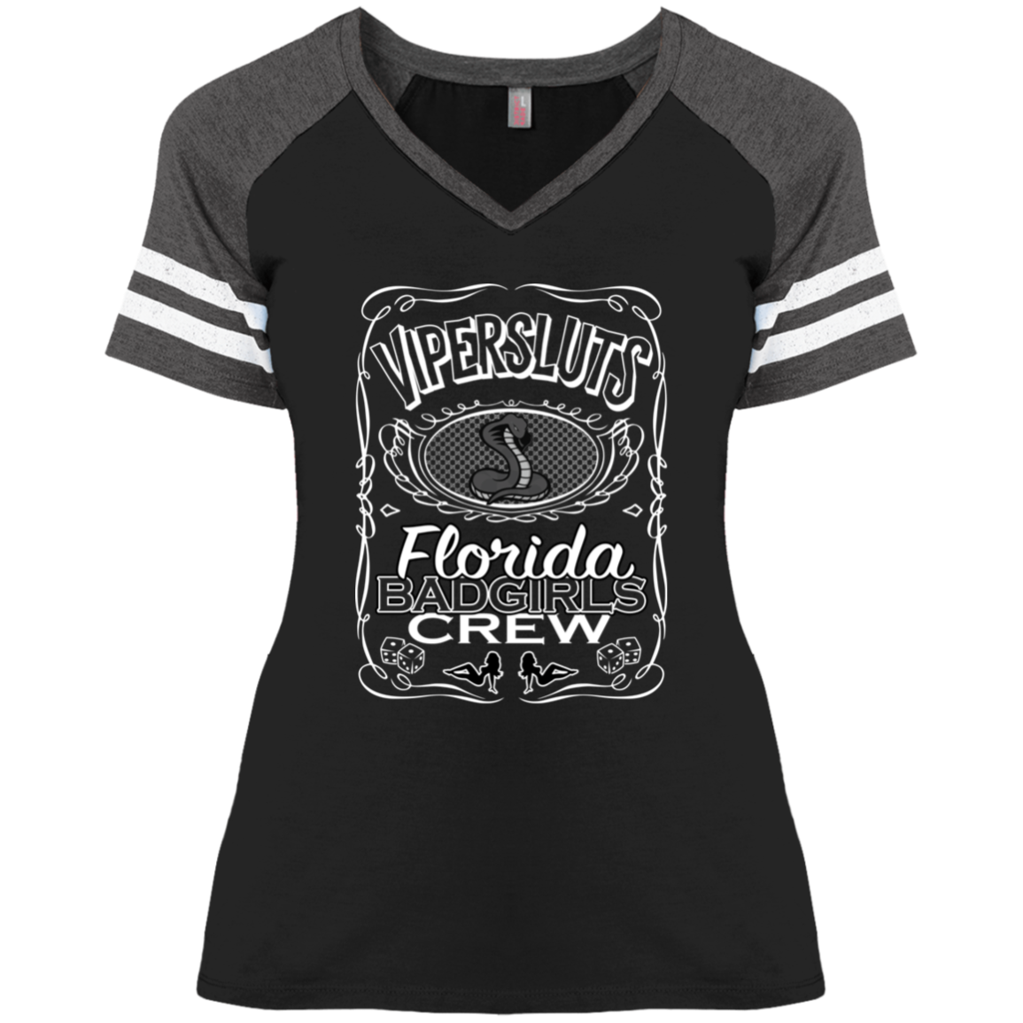 "ViperSluts BadGirls" Ladies' Game V-Neck T-Shirt