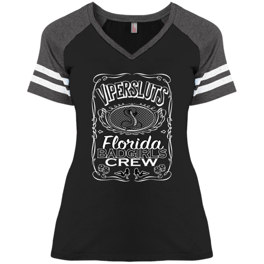 "ViperSluts BadGirls" Ladies' Game V-Neck T-Shirt