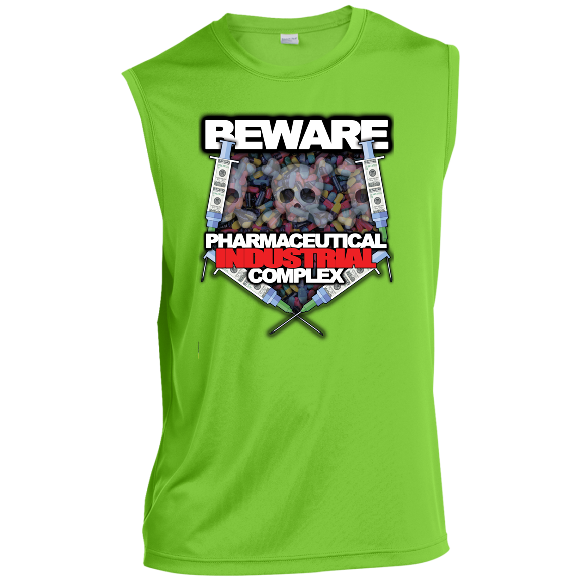 "Pharma Beware" Men’s Sleeveless Performance Tee