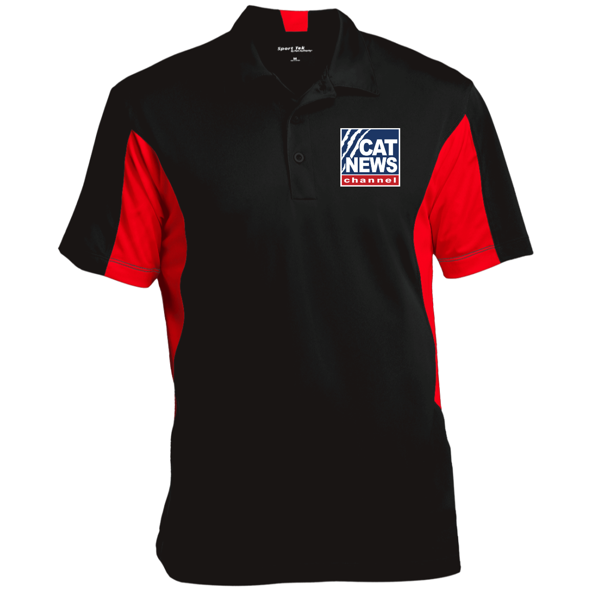 "Cat News" Men's Colorblock Performance Polo