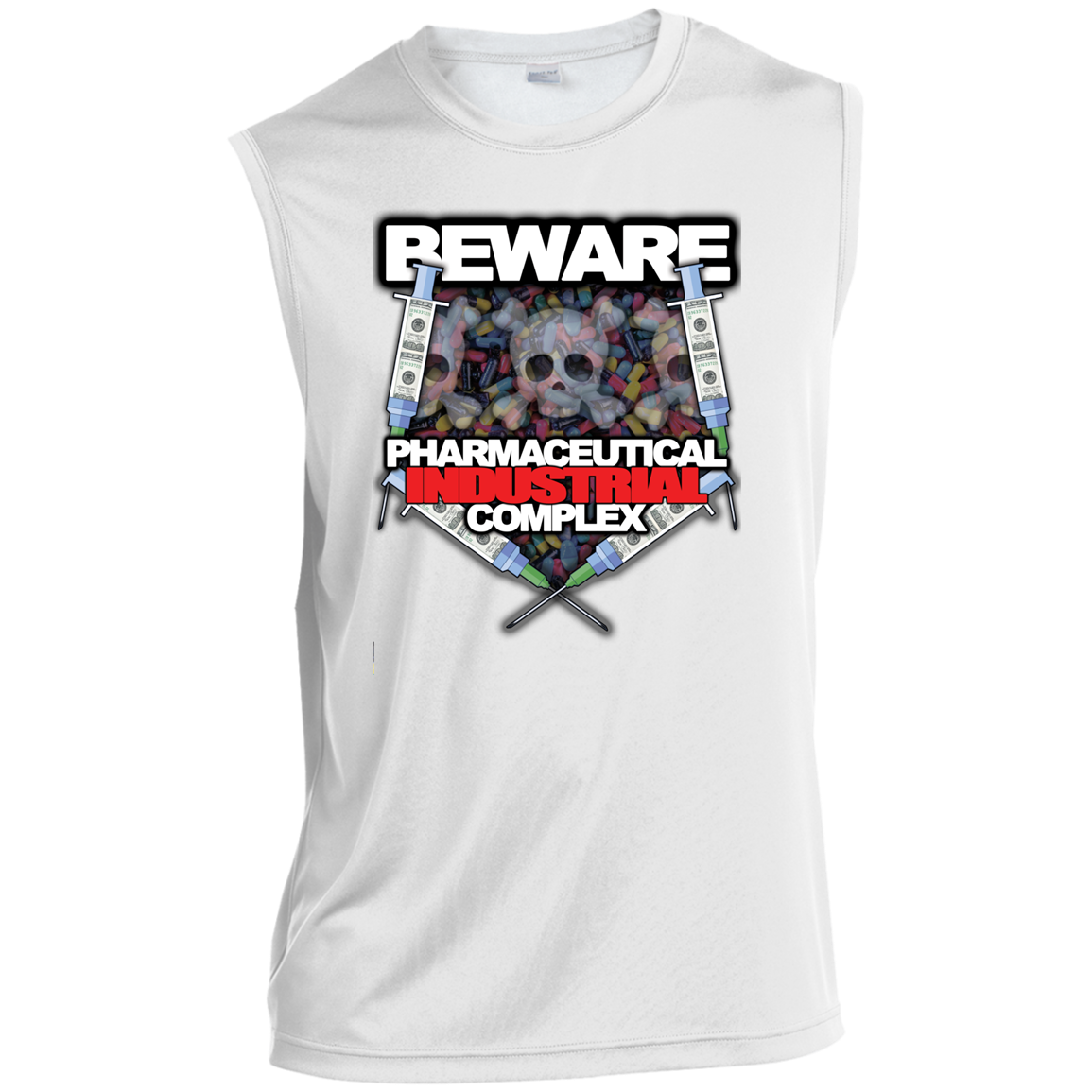 "Pharma Beware" Men’s Sleeveless Performance Tee