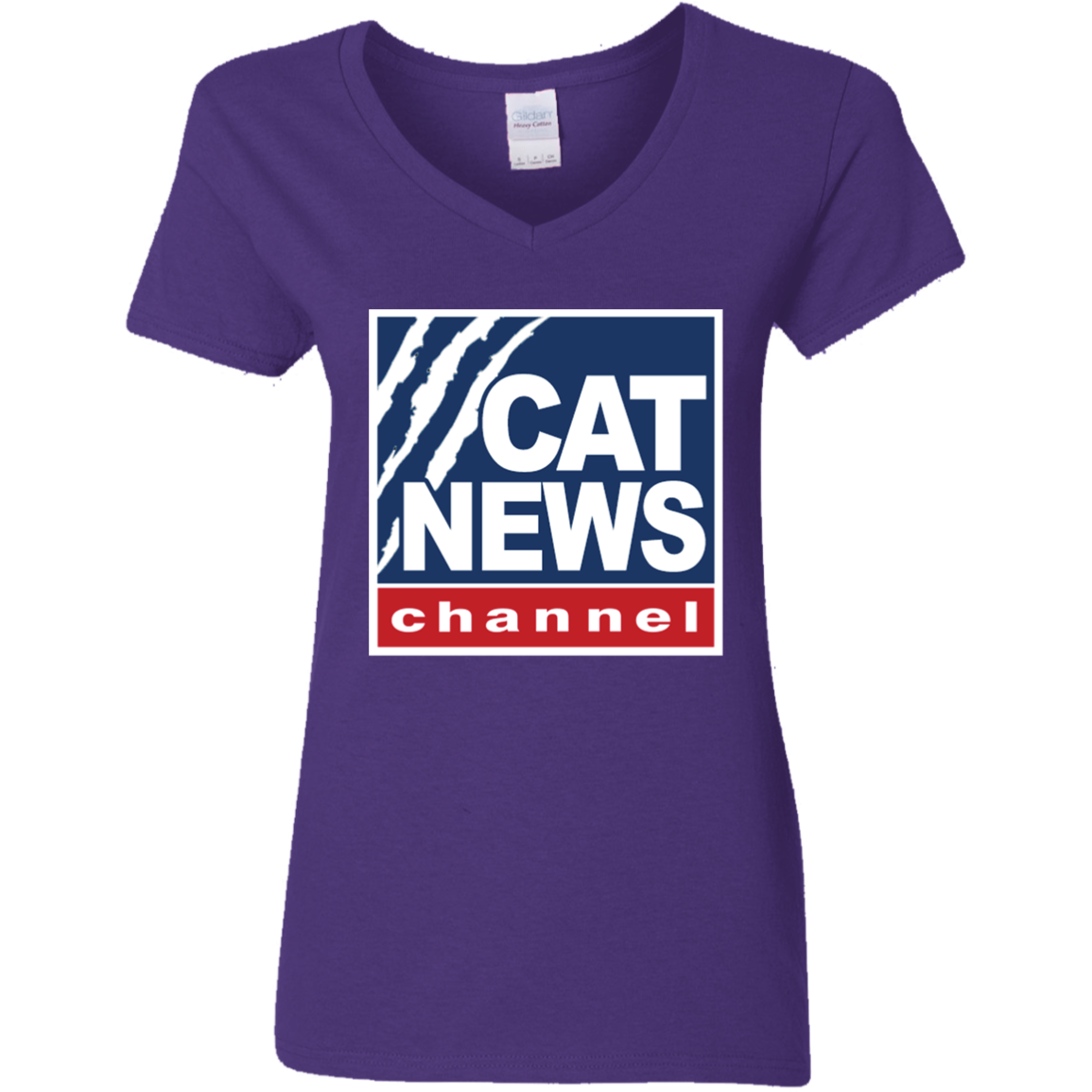 "Cat News" Ladies' 5.3 oz. V-Neck T-Shirt