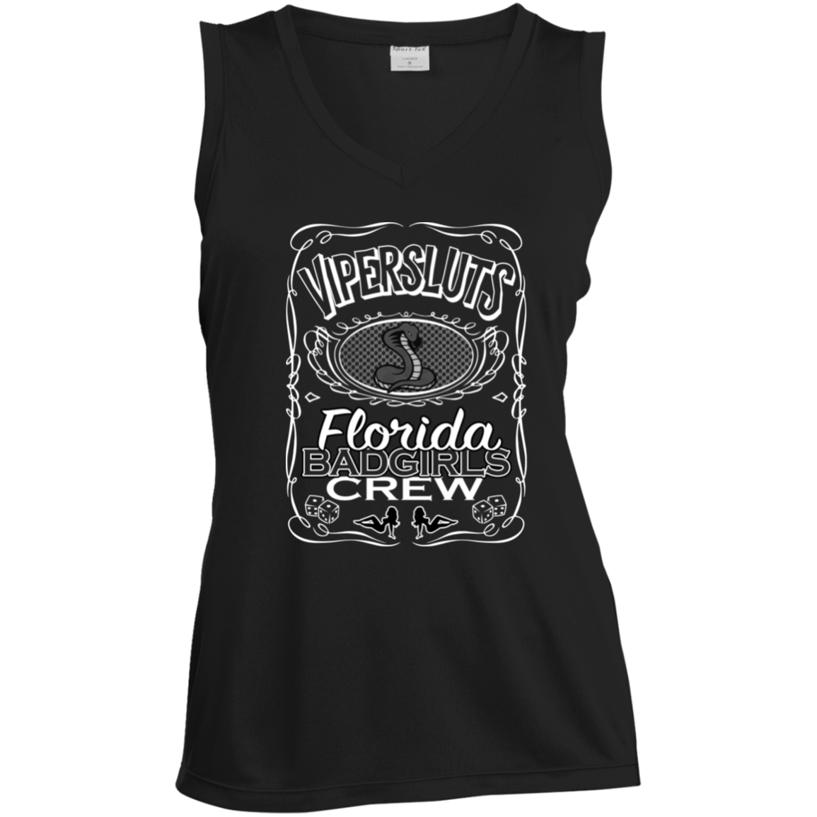 "ViperSluts BadGirls" Ladies' Sleeveless V-Neck Performance Tee