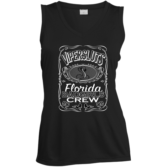 "ViperSluts BadGirls" Ladies' Sleeveless V-Neck Performance Tee