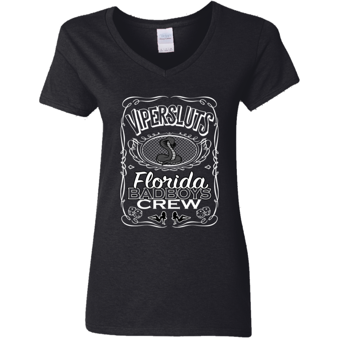 "ViperSluts BadBoys" Ladies' 5.3 oz. V-Neck T-Shirt