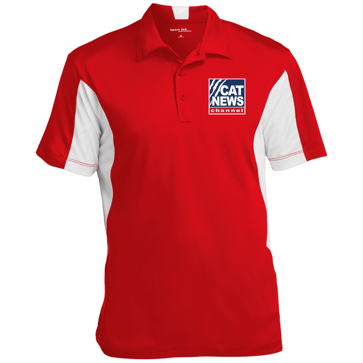 "Cat News" Men's Colorblock Performance Polo