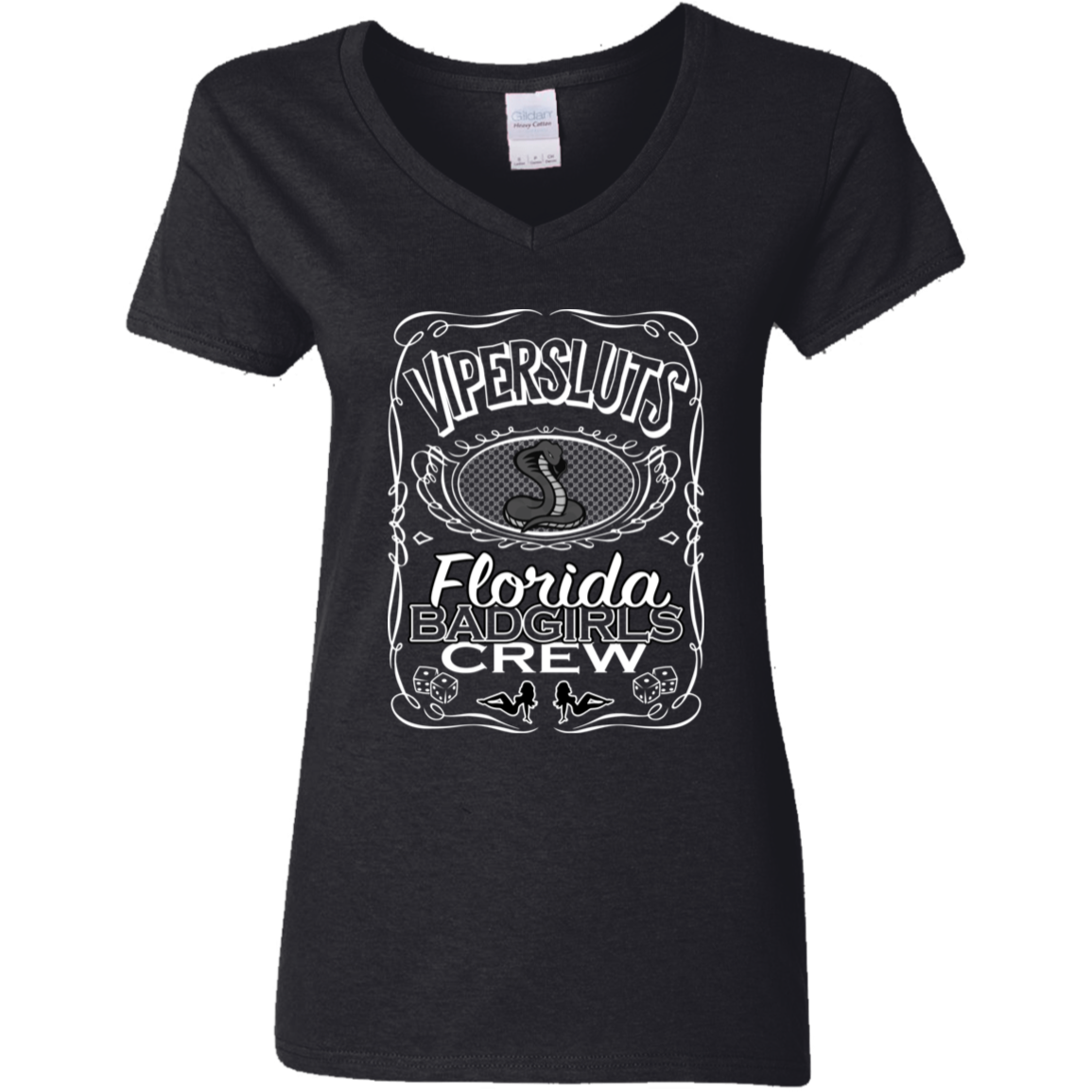 "ViperSluts BadGirls" Ladies' 5.3 oz. V-Neck T-Shirt