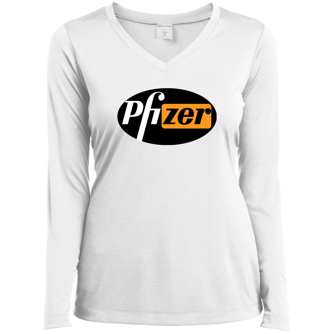 "PHfizer" Ladies’ Long Sleeve V-Neck Tee