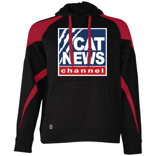 "Cat News" Athletic Colorblock Fleece Hoodie