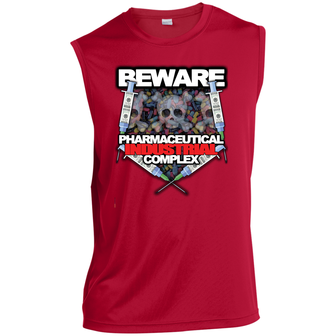 "Pharma Beware" Men’s Sleeveless Performance Tee