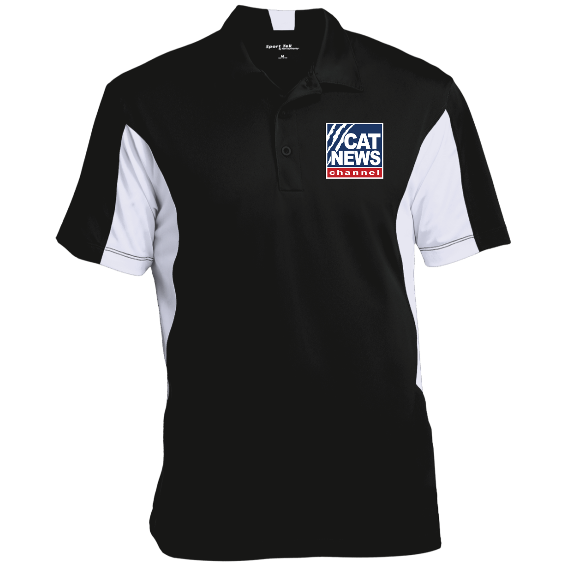 "Cat News" Men's Colorblock Performance Polo