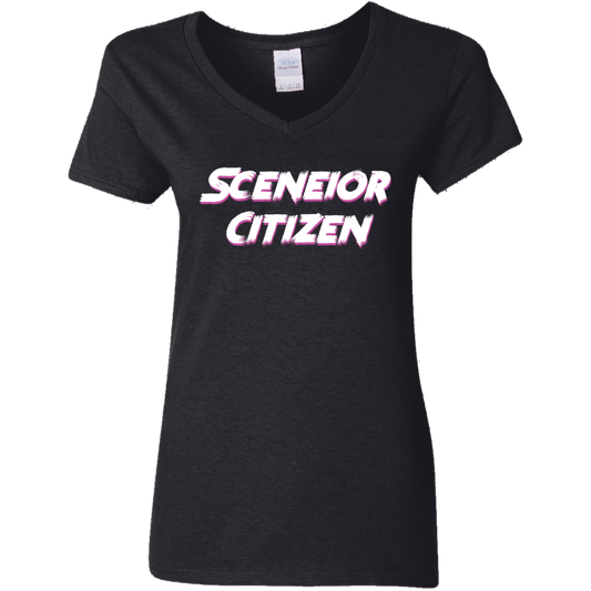 "Sceneior Citizen" Ladies' 5.3 oz. V-Neck T-Shirt